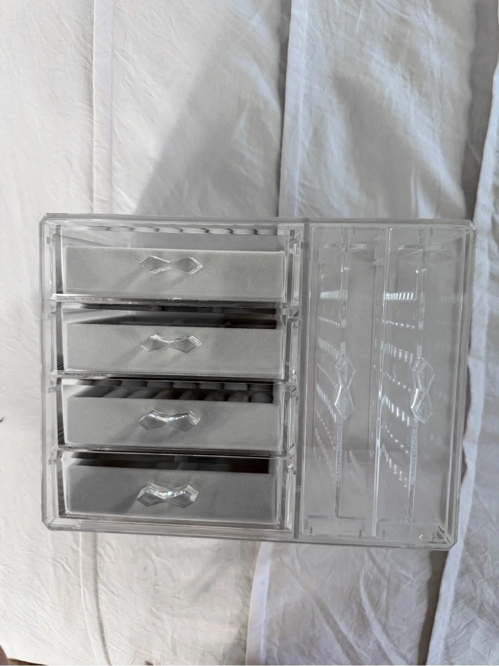 Clear Acrylic Drawer Organizer with White Drawer Fronts